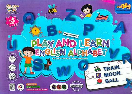 مجموعه بازی کن و یاد بگیر مگنتی همراه با وایت برد (آموزش الفبای انگلیسی:ENGLISH ALPHABET)،(باجعبه)
