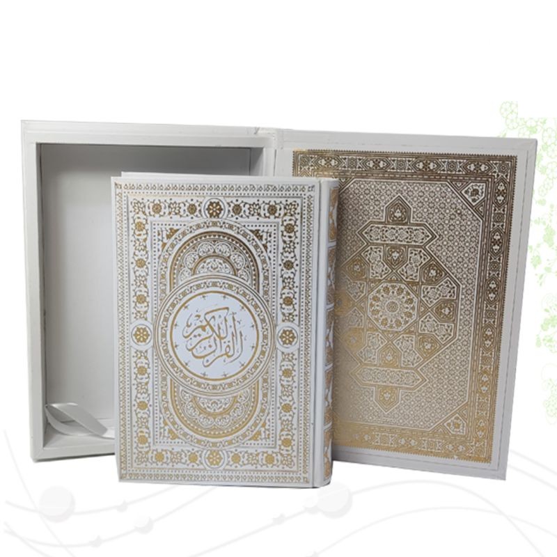 قرآن وزیری گلاسه گالینگور سفید عروس جعبه دار نفیس