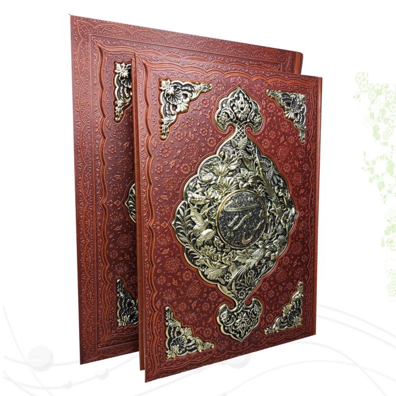 گزیده غزلیات شمس رحلی گلاسه چرم جعبه دار پلاک فلزی طرح مس نفیس