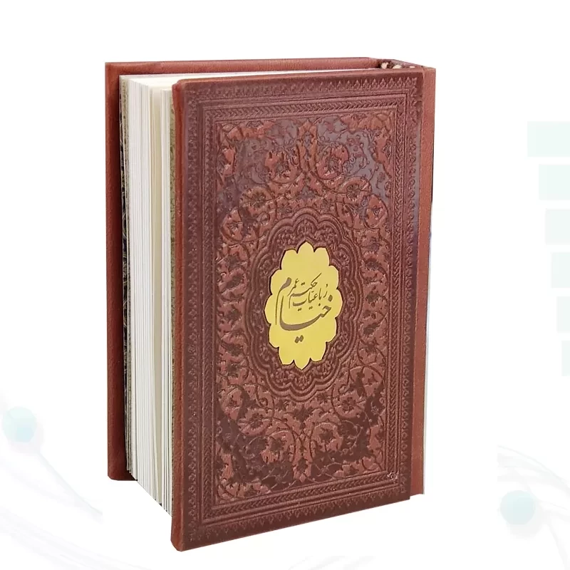 خیام نیم جیبی گلاسه چرم جعبه دار با پلاک وسط نفیس