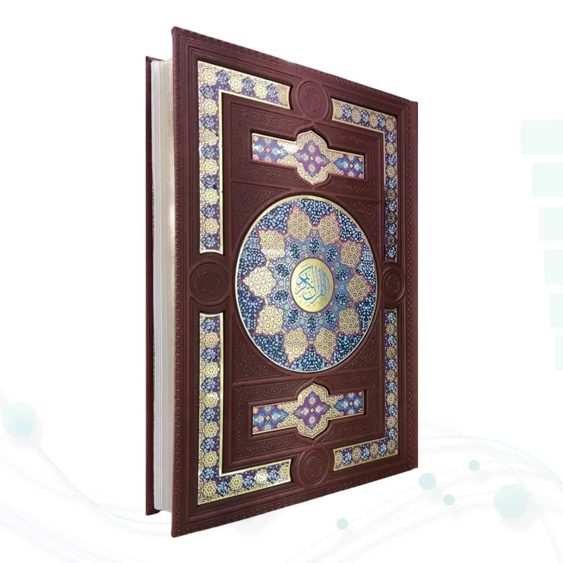 ست قرآن وزیری چرم جعبه دار نفیس به همراه 2گلدان خاتم