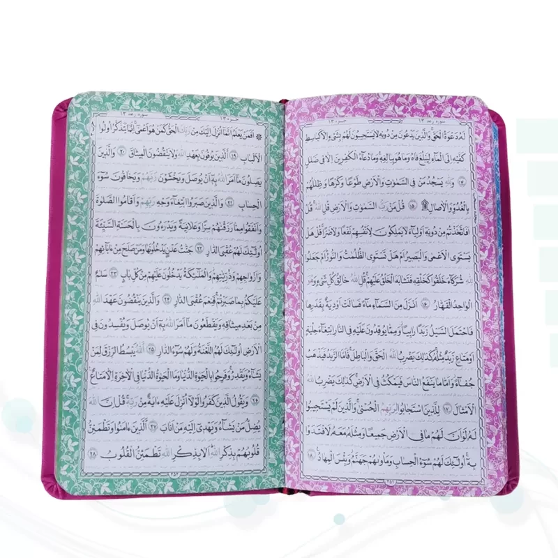 پک 2جلدی سایز پالتویی قرآن و مفاتیح داخل رنگی چرم قابدار
