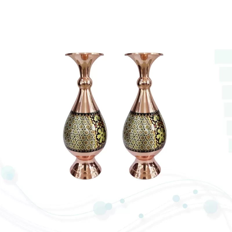 قرآن رحلی چرم جعبه لپتاپی با 2گلدان خاتم