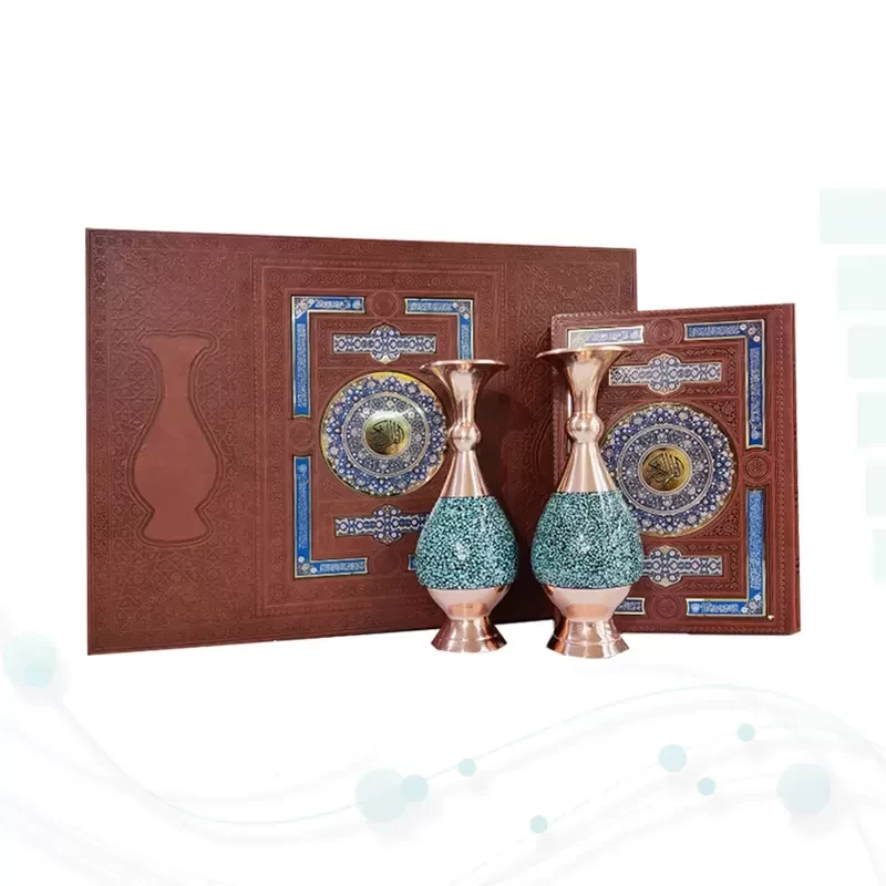 ست قرآن وزیری معطر بدون ترجمه با 2گلدان فیروزه نفیس و کادویی