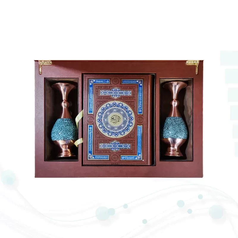ست قرآن وزیری معطر بدون ترجمه با 2گلدان فیروزه نفیس و کادویی