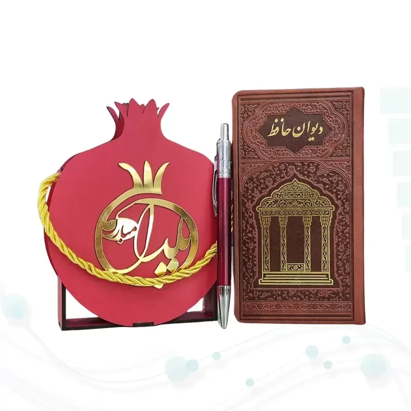 دیوان حافظ پالتویی چرم با ساک طرح انار با خودکار