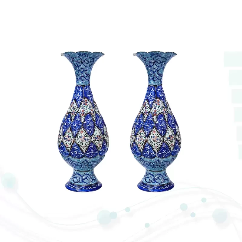 قرآن وزیری چرم با 2 گلدان مینا
