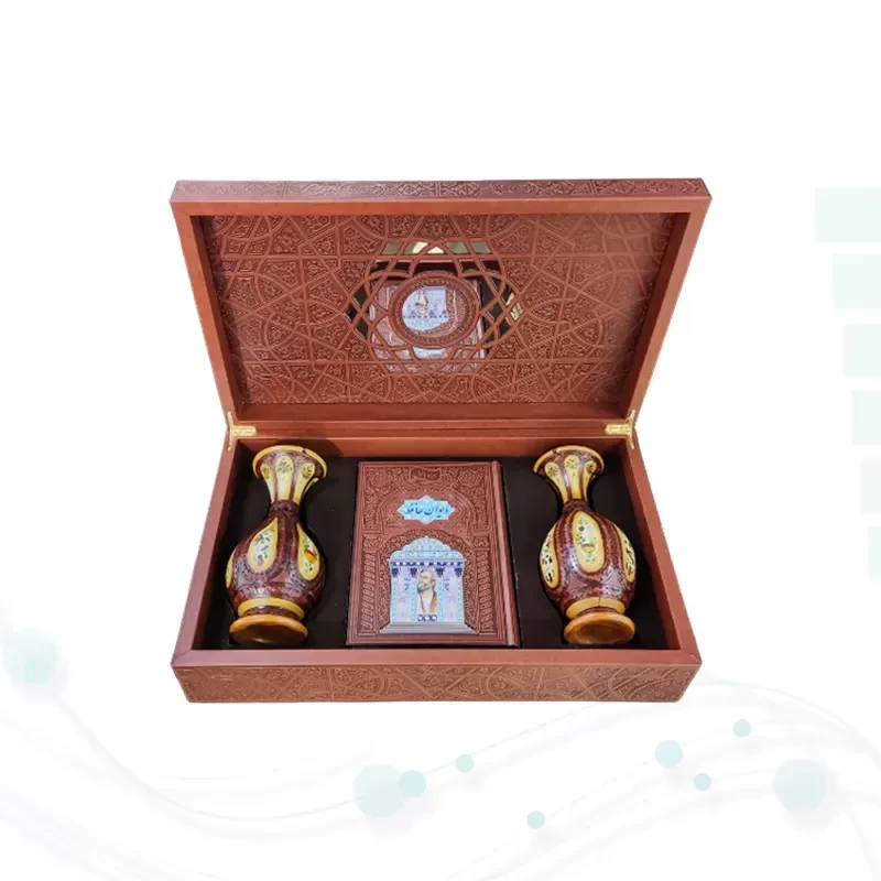 حافظ وزیری چرم با 2 گلدان چرم طبیعی