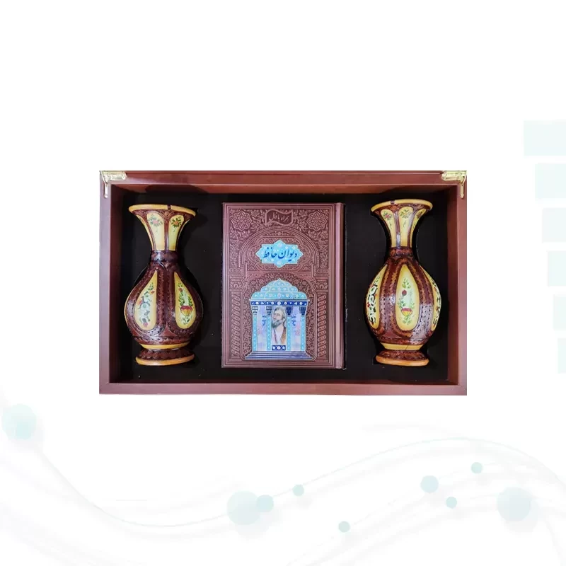 حافظ وزیری چرم با 2 گلدان چرم طبیعی