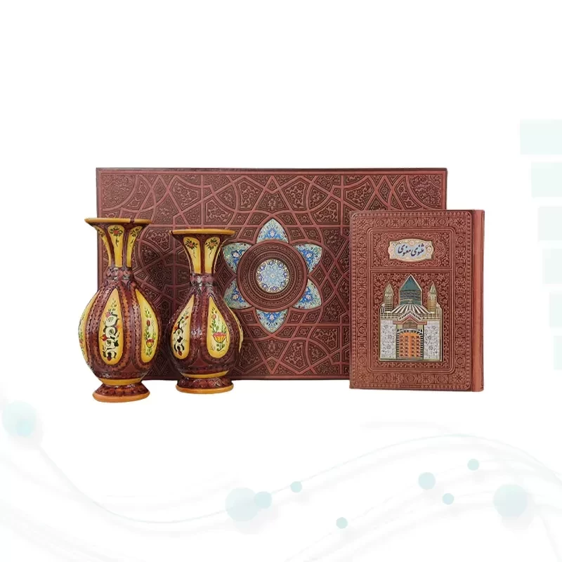 مثنوی وزیری چرم با 2گلدان چرم طبیعی