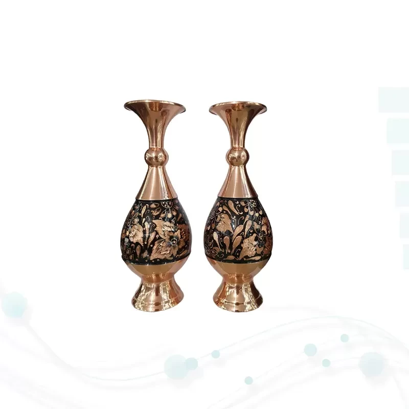 قرآن وزیری گلاسه چرم با 2گلدان الماس تراش