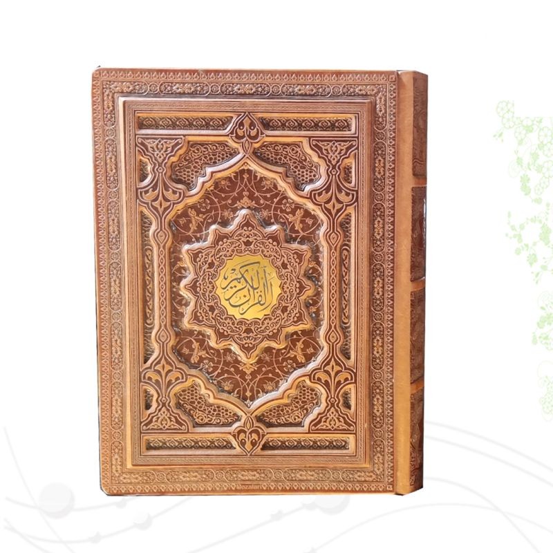 قرآن وزیری گلاسه چرم جعبه دار برجسته نفیس