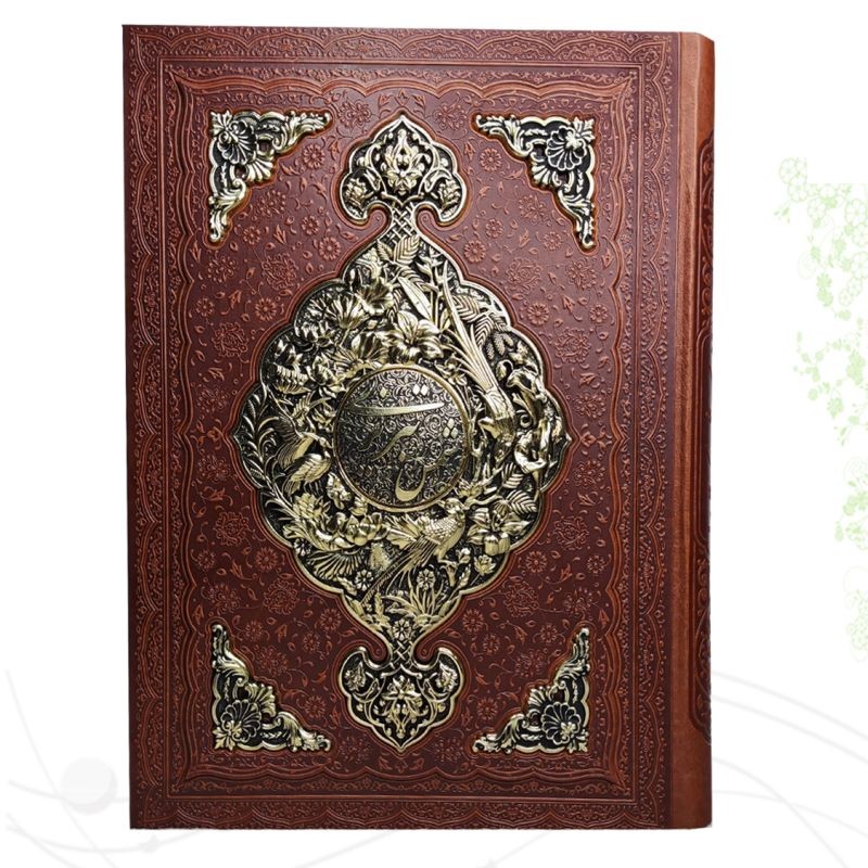 گزیده غزلیات شمس رحلی گلاسه چرم جعبه دار پلاک فلزی طرح مس نفیس