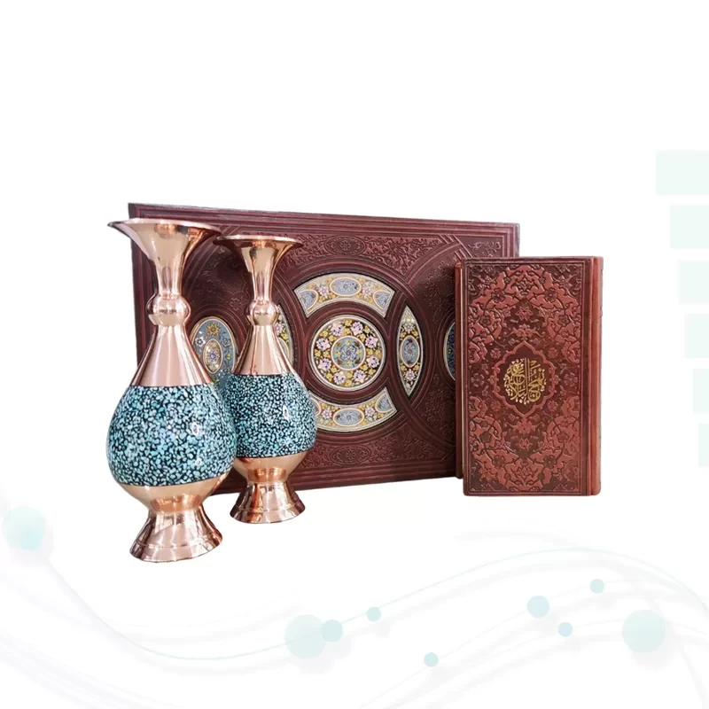 نهج البلاغه پالتویی چرم با 2گلدان فیروزه
