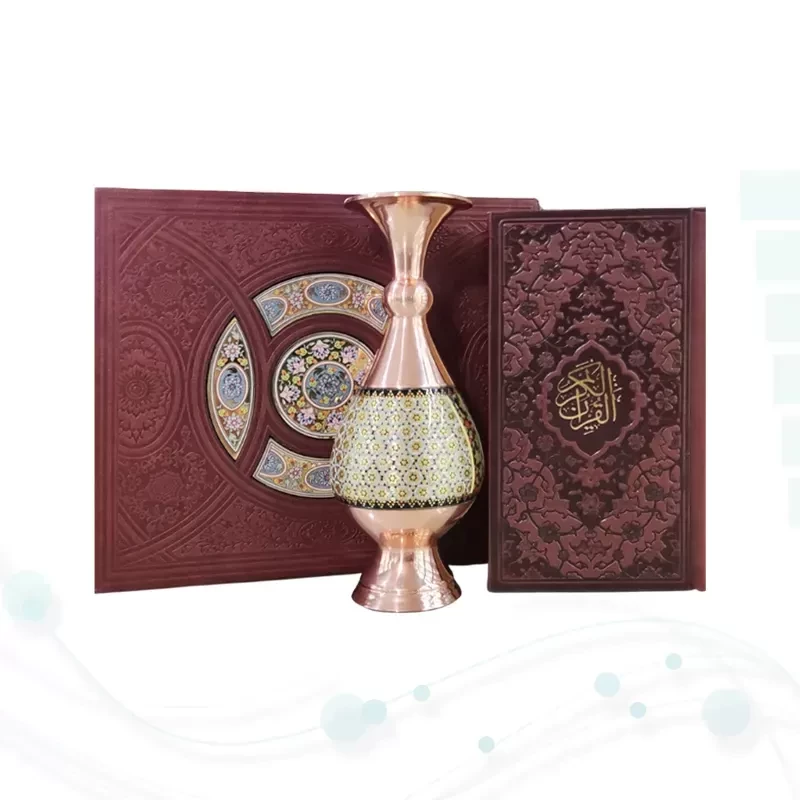 قرآن پالتویی چرم با گلدان خاتم