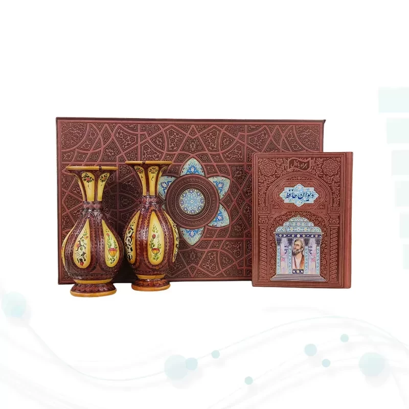 حافظ وزیری چرم با 2 گلدان چرم طبیعی