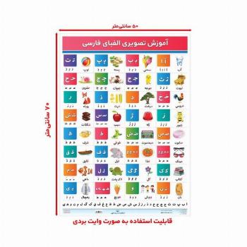 پوستر وایت بردی الفبای فارسی (70*50)،(گلاسه،باجعبه)