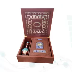 شاهنامه رحلی گلاسه چرم نفیس با گلدان تنگ فیروزه