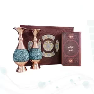 خیام و باباطاهر پالتویی چرم با 2گلدان فیروزه