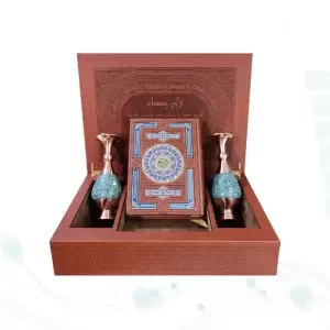 ست قرآن وزیری معطر بدون ترجمه با 2گلدان فیروزه نفیس و کادویی