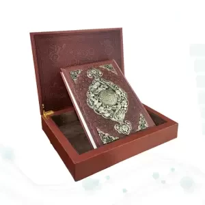 شاهنامه رحلی گلاسه چرم جعبه لپتاپی طرح مس