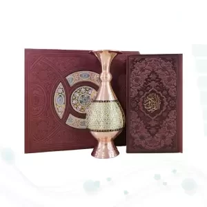 قرآن پالتویی چرم با گلدان خاتم
