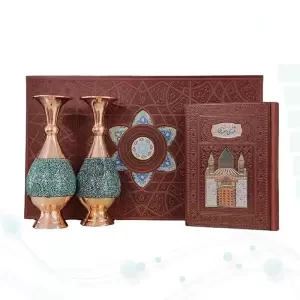 مثنوی معنوی وزیری چرم با 2 گلدان بزرگ فیروزه