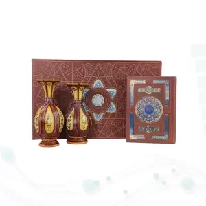 قرآن وزیری چرم با 2گلدان چرم طبیعی