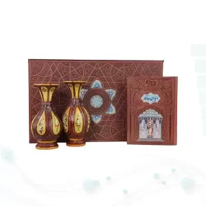 حافظ وزیری چرم با 2 گلدان چرم طبیعی
